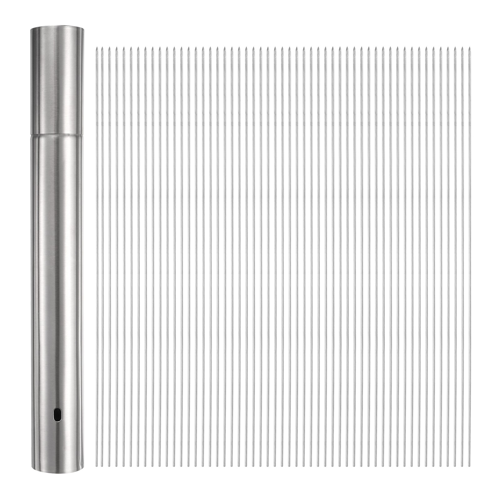 100pcs Kebob Skewers 30cm x 3.5cm Stainless Steel Round Sticks with Tube Storage