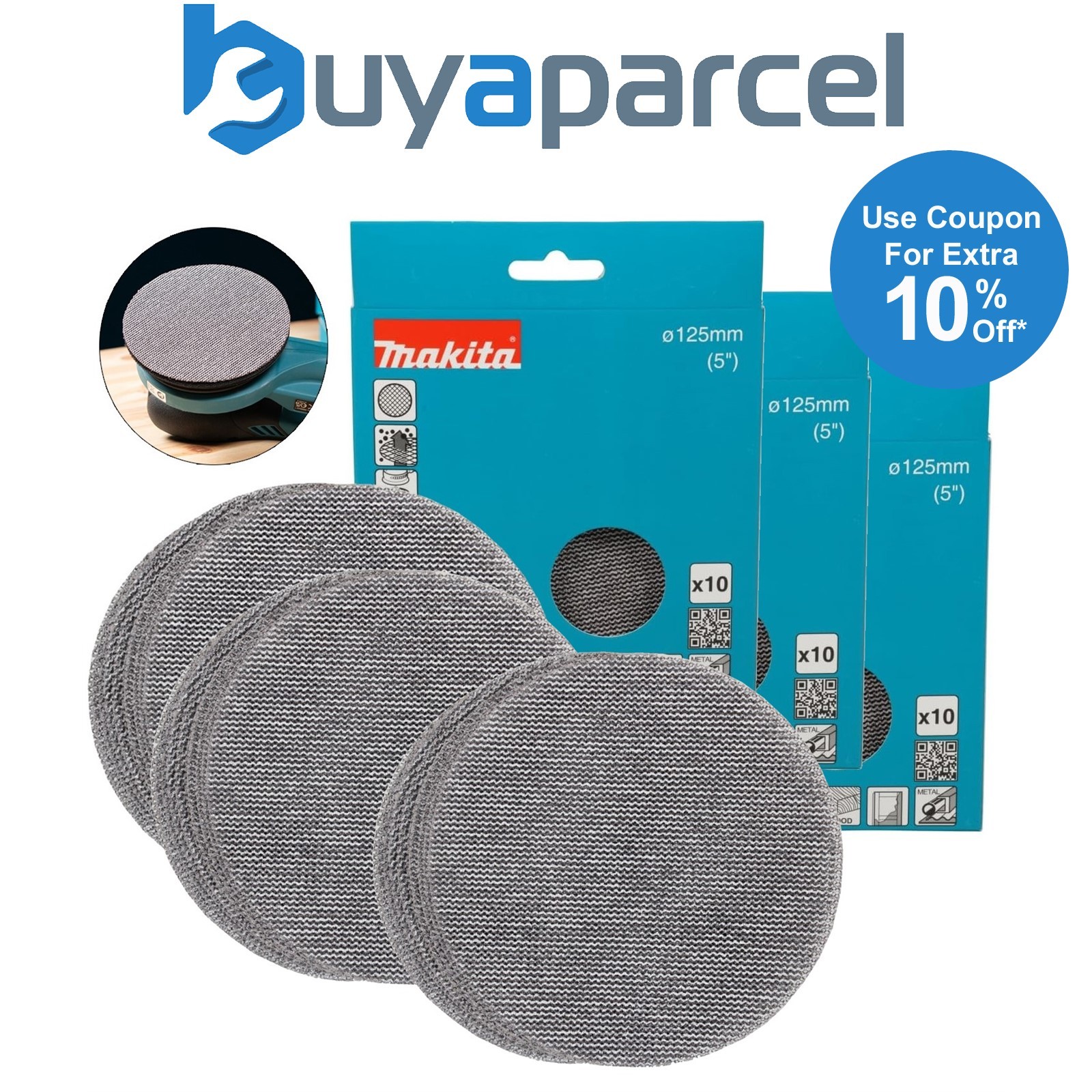 Makita 125mm Mesh Abrasive Net Sanding Pads Mix Grit Orbital Sander DBO180 X30