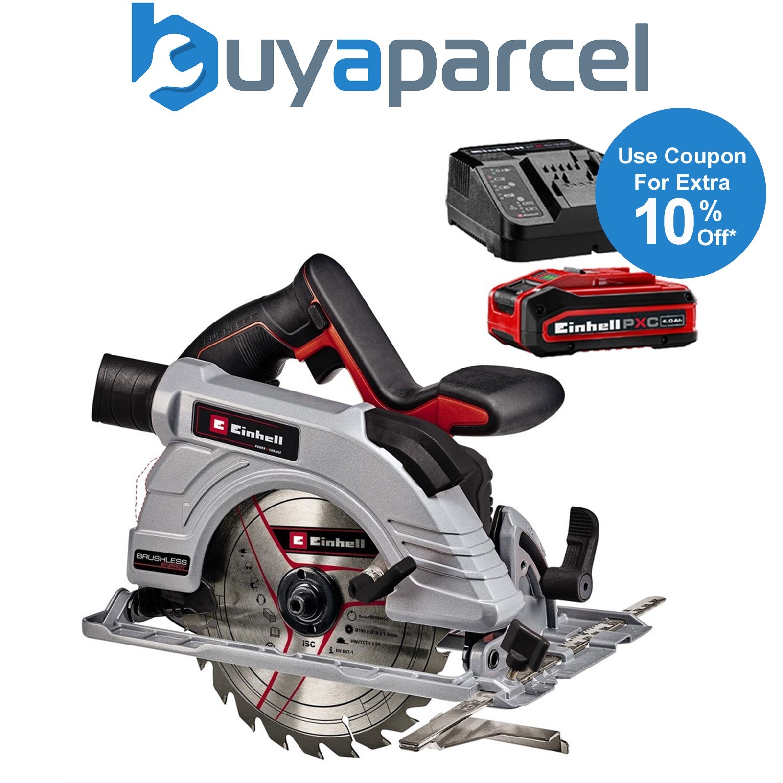 Einhell Professional 18v 190mm Cordless Circular Saw TE-CS 18/190 Li BL + 4AH