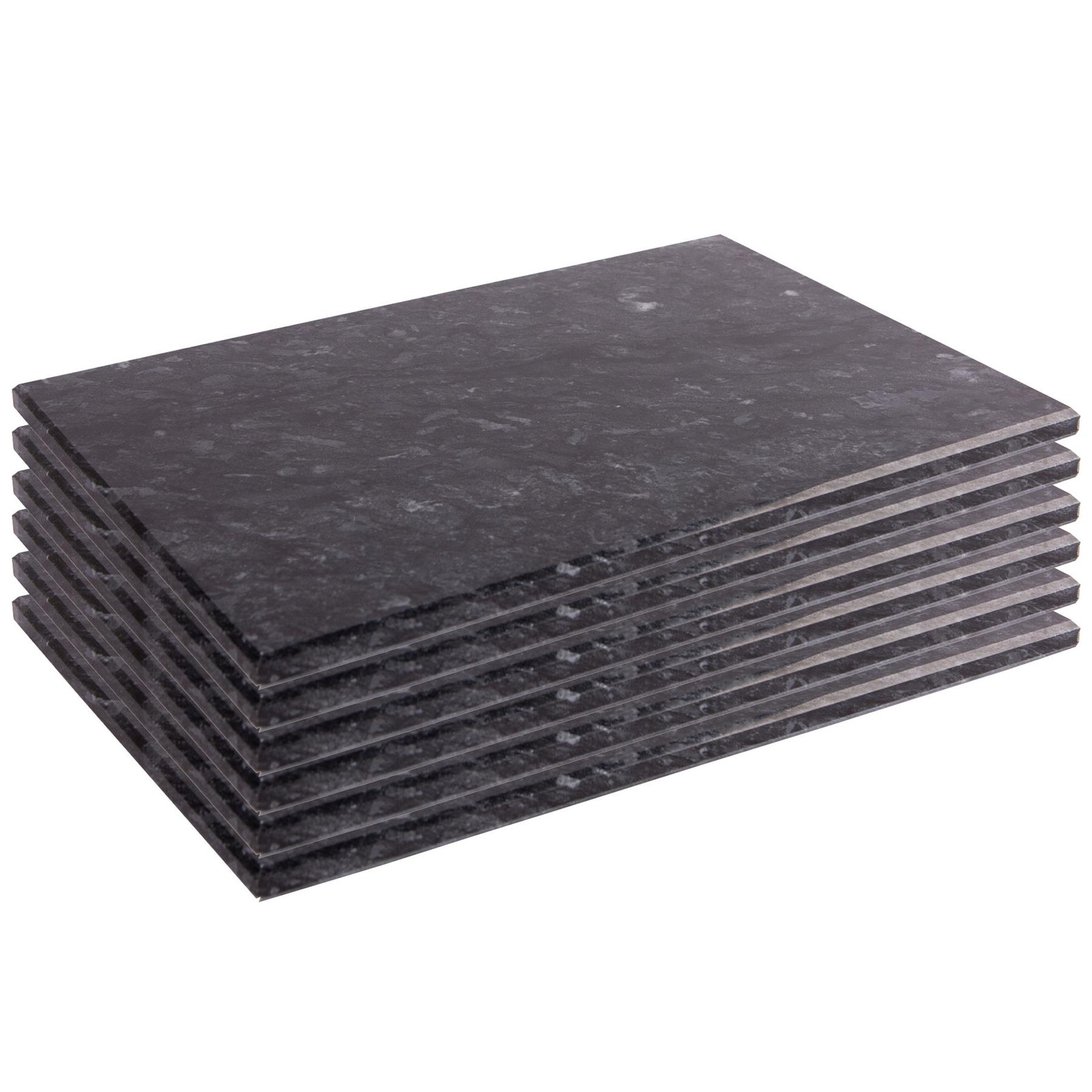 6x Marble Rectangle Placemats Stone Kitchen Dining Setting 30cm x 20cm Black