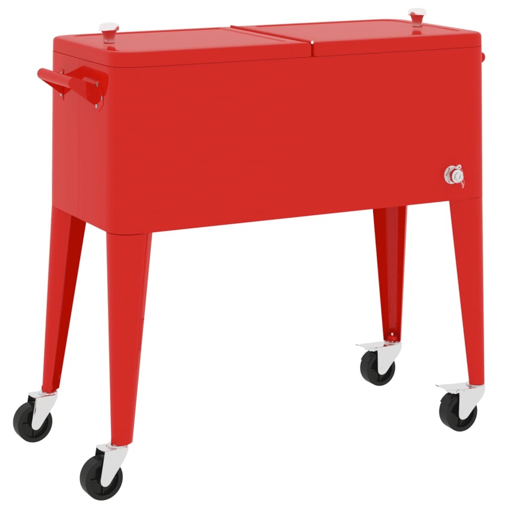 Cooler Cart with Wheels Red 92x43x89 cm Rolling 80 Quart vidaXL
