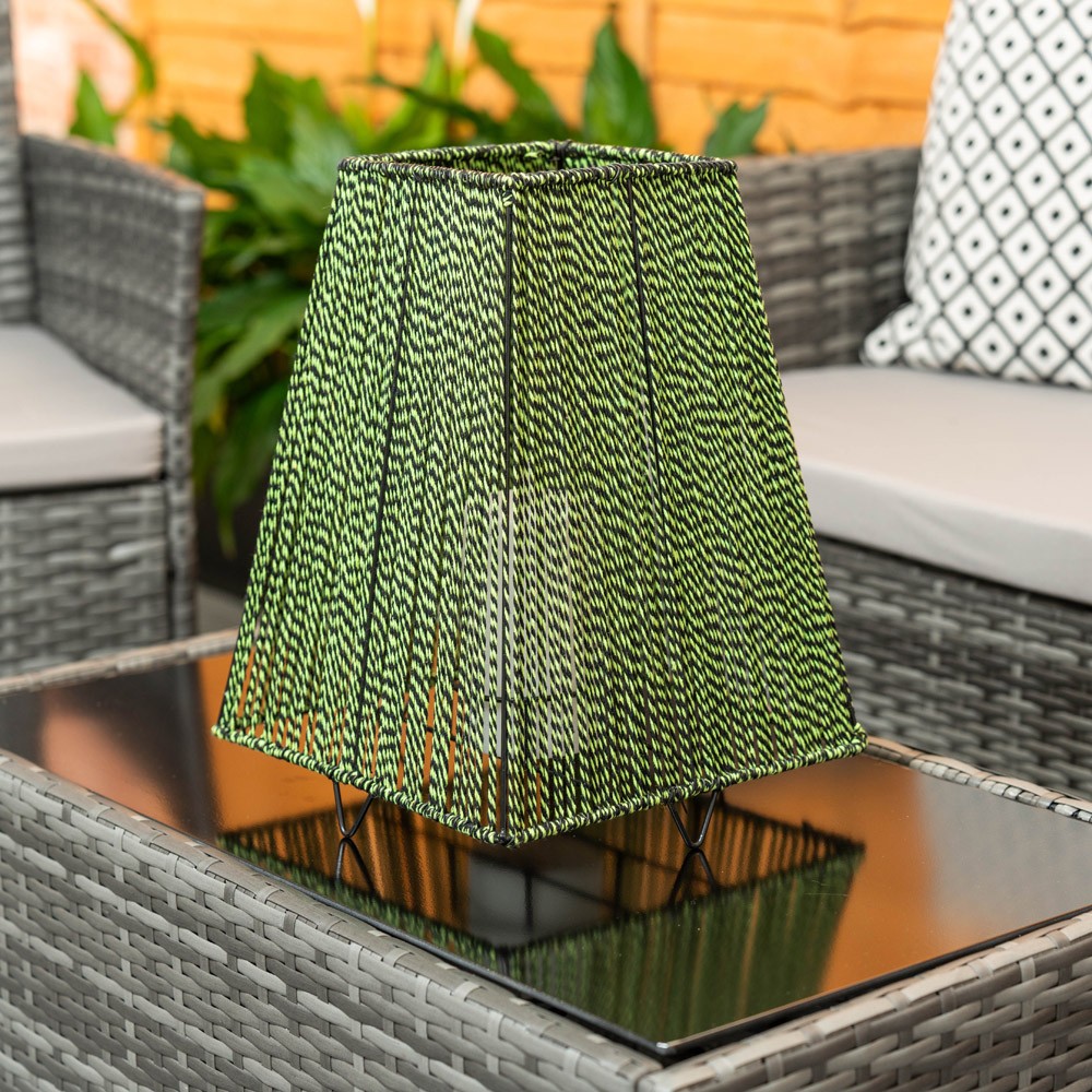Battery Operated Outdoor Green Rope Candle Lantern Garden Path Lamp LED Light