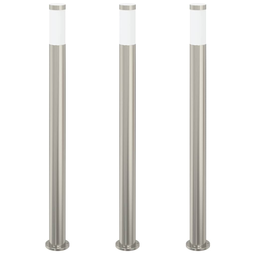 Bollard Lights 3pcs 110cm Stainless Steel IP44 Outdoor Garden Lamp E27 vidaXL