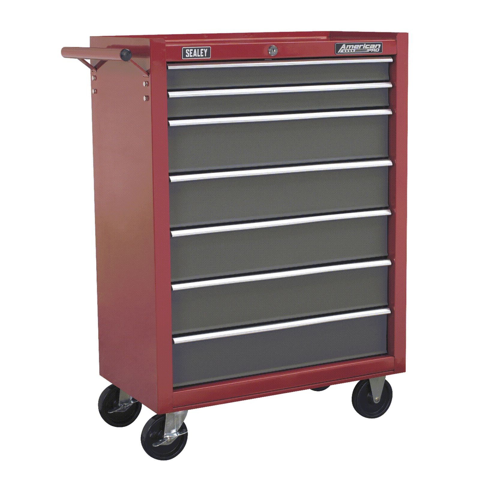 Sealey Locking Rollcab 7 Drawer Mechanics Tool Box/Chest - Red & Grey AP22507BB