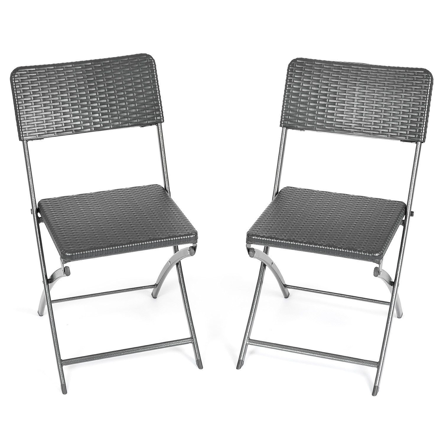 Folding Garden Chairs Rattan Effect Outdoor Camping Dining Set Of 2 Christow