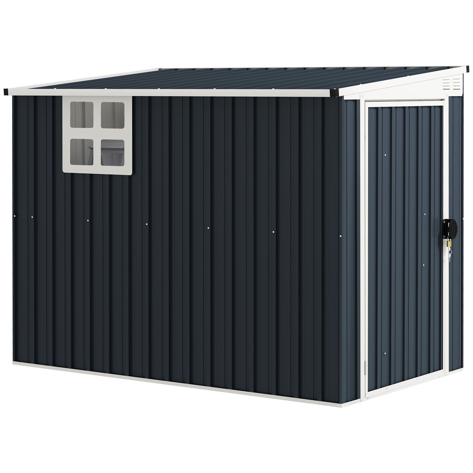 Outsunny 7.6 x 4ft Outdoor Garden Storage Shed with Window, Dark Grey