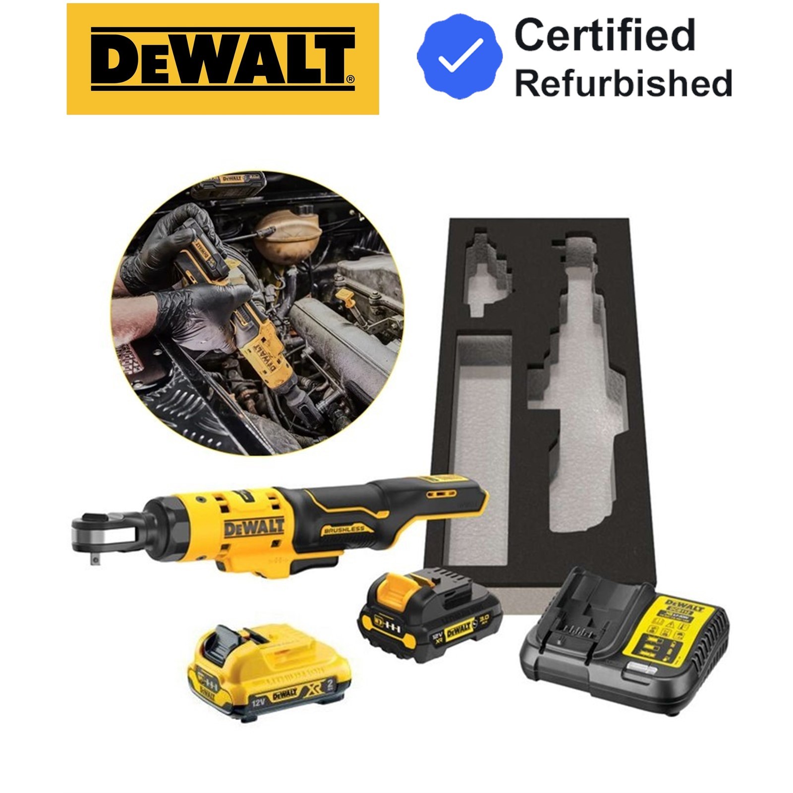 Dewalt DCF503D1 12v XR 3/8" Open Head Ratchet - 1 x 2.0Ah + 1x 3.0Ah Battery GFN