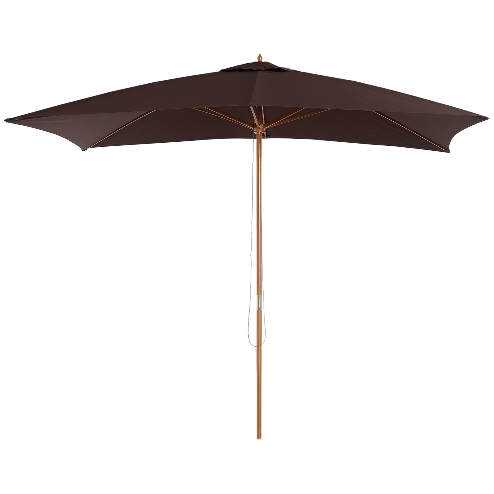 Outsunny Wooden Garden Parasol Sun Shade Patio Umbrella Canopy Dark Coffee