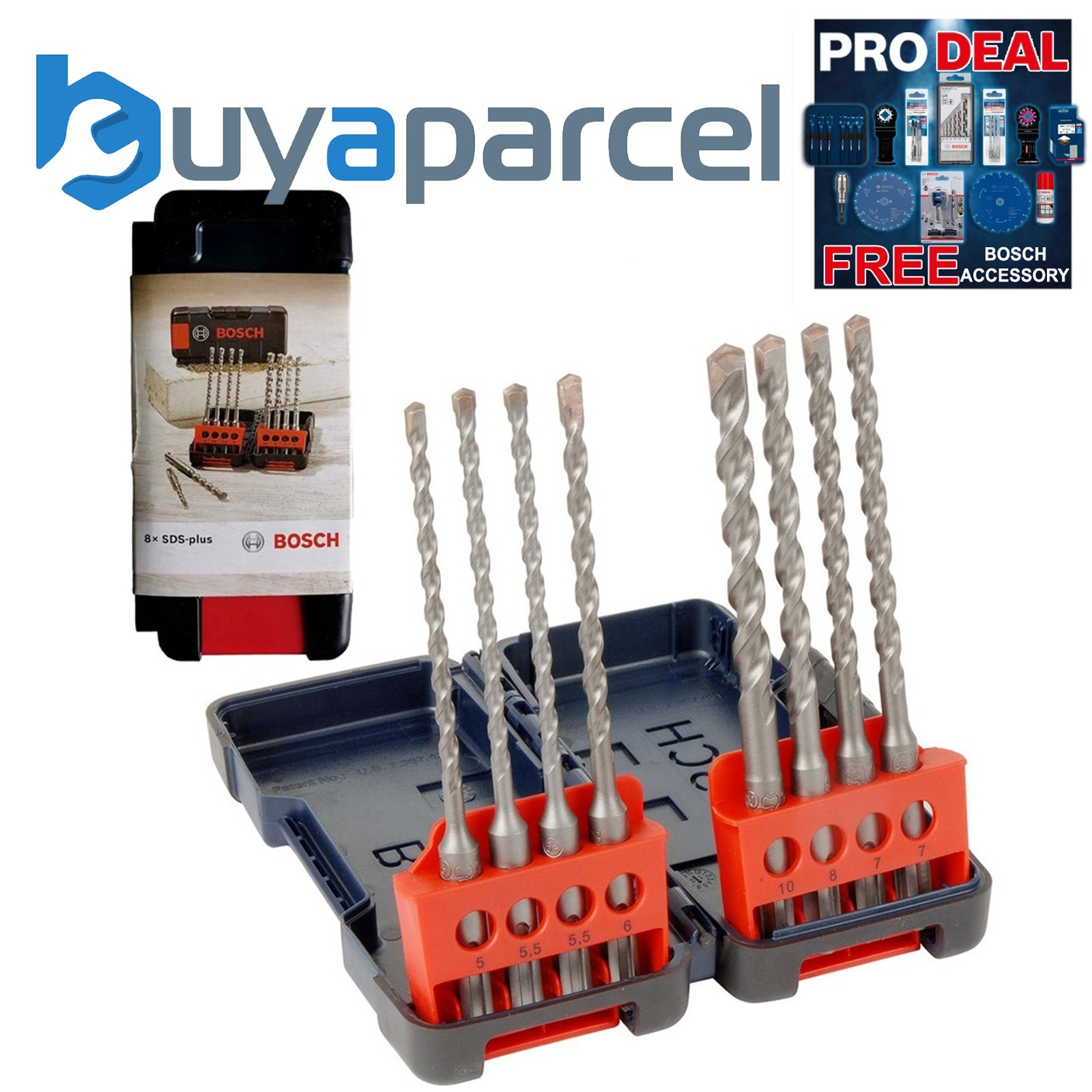 Bosch Professional 2607019904 SDS Plus 8 Piece Drill Bit Set in Tough Box 160mm