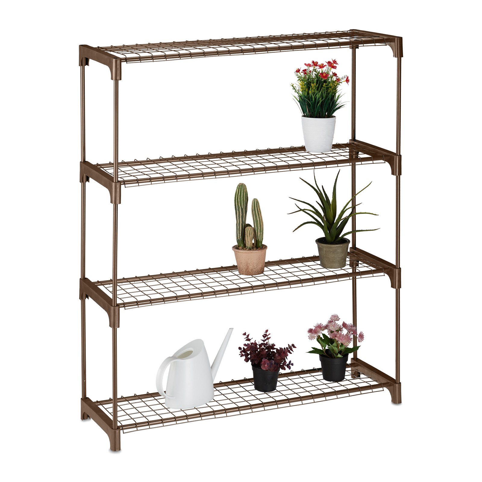 Plant Rack Stand Flower Shelf Growing Herb Shelving Unit Brown Metal 106x91x28cm