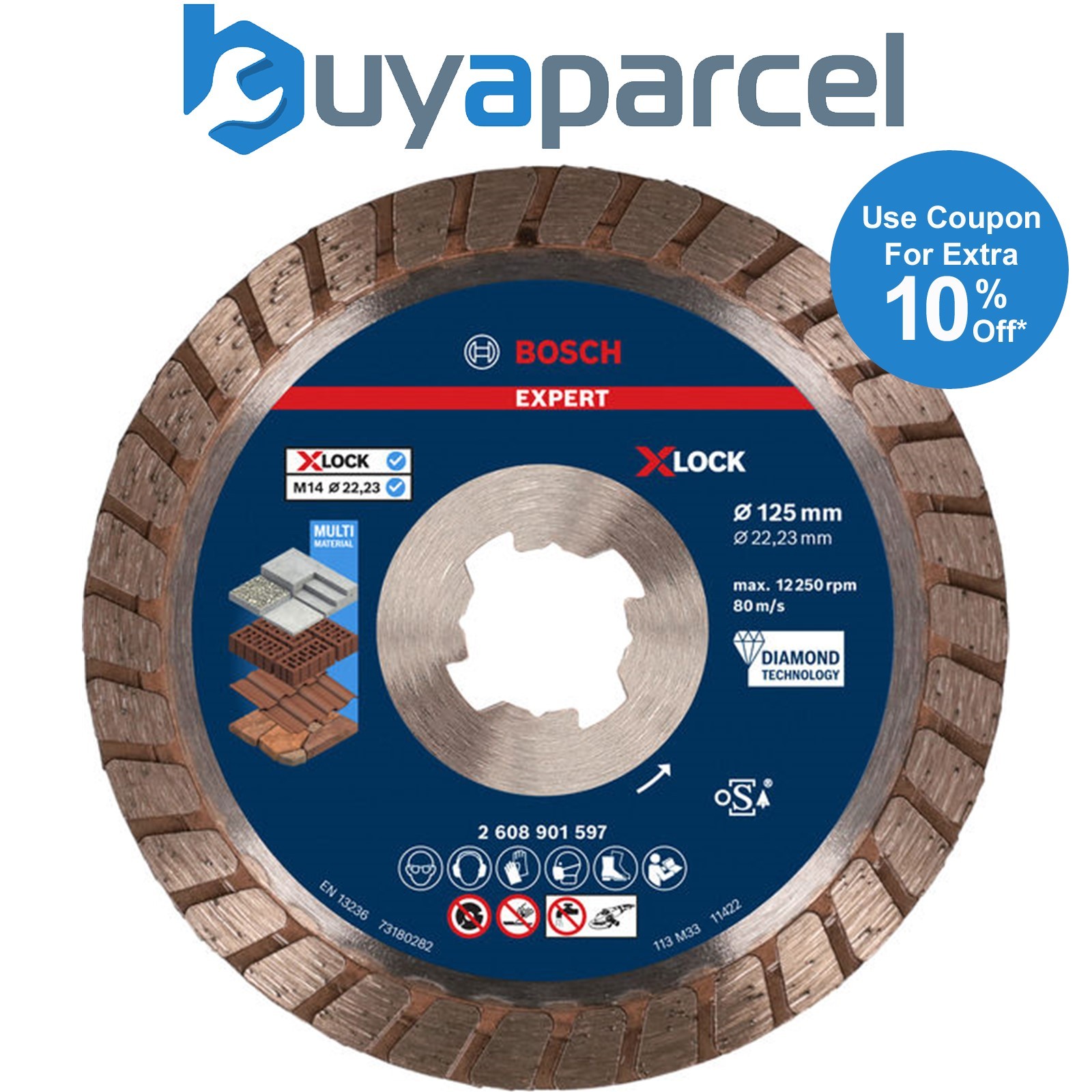 Bosch EXPERT MultiMaterial X-LOCK Diamond Cutting Disc 125 x 22.23 x 2.4 x 12mm