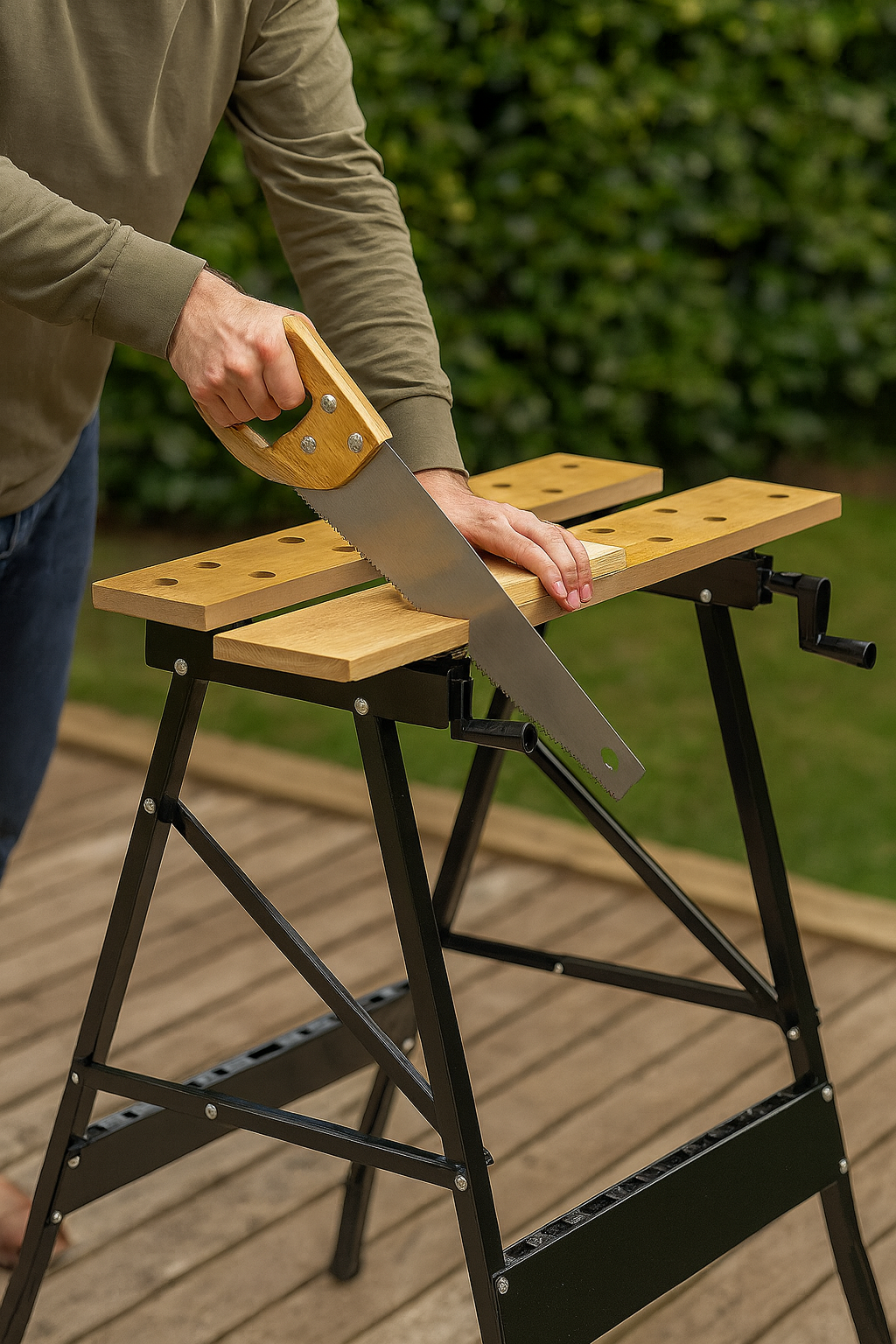 Foldable Workbench with Vise Tool Storage Anti Slip Work Bench Shed Garage 100kg