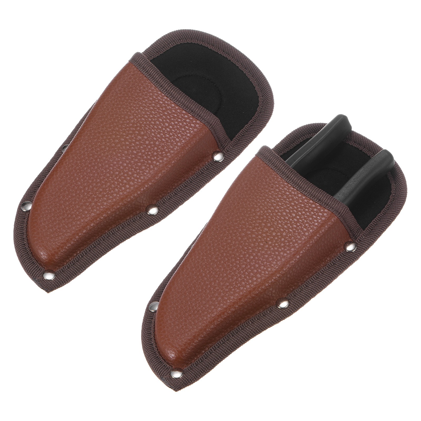 2-Pack Garden Pruner Sheath, Leather Pruning Shears Hanging Pouch [Red-Brown]