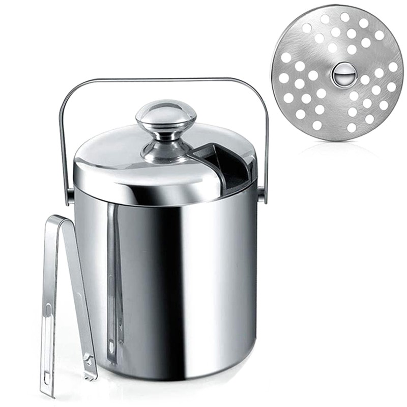 Ice Bucket with Lid, -Walled Ice Bucket with Lid, Stainless Steel, 1.36130