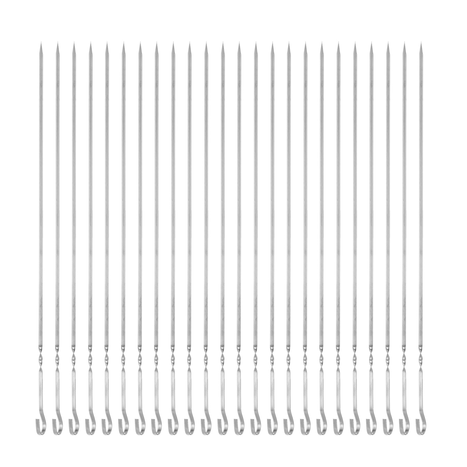 24pcs Kebob Skewers 45cmx4.3mmx1.2mm Stainless Steel Ring Handle Flat Sticks