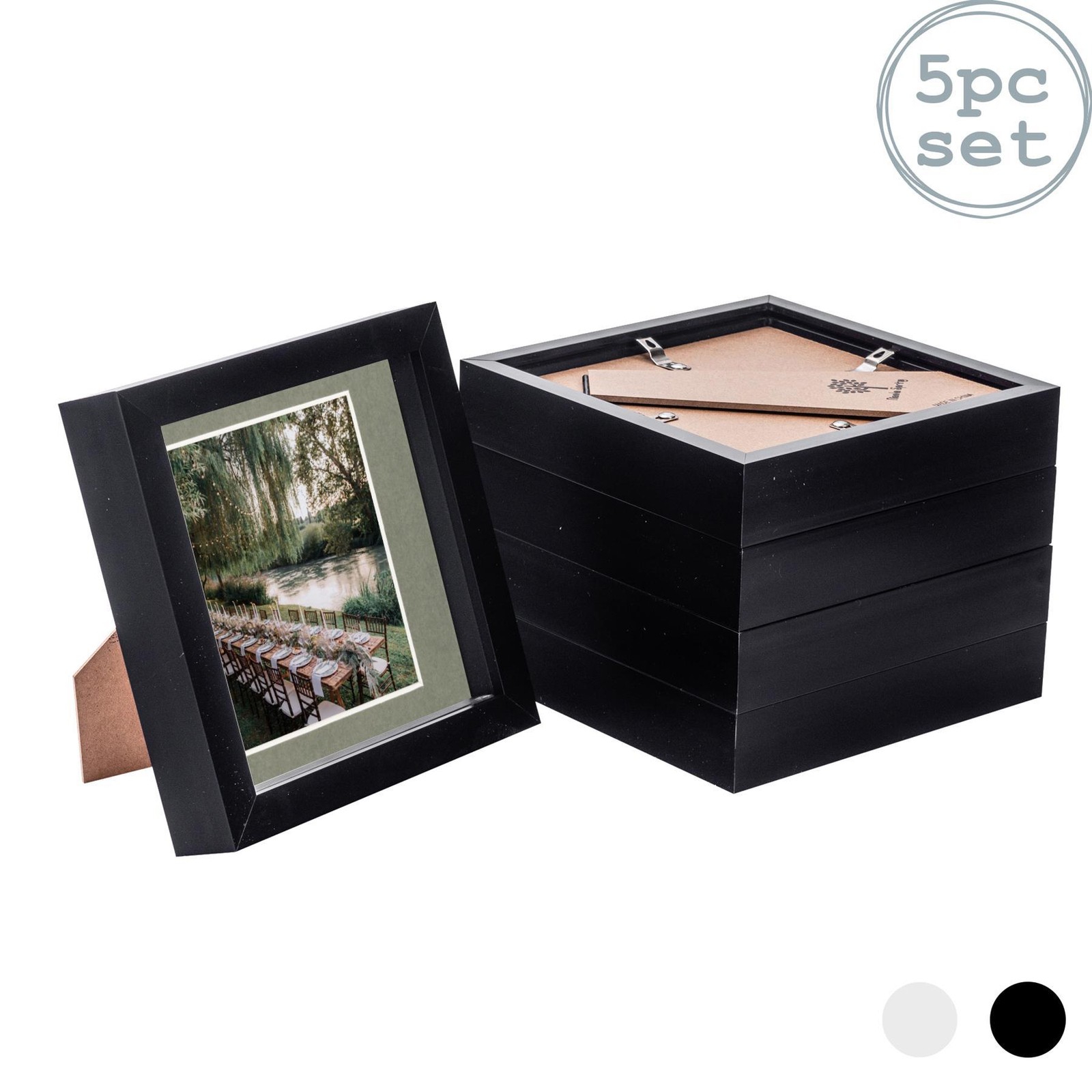 5x 3D Box Photo Frames Picture Display 6 x 6" with 4 x 4" Mount Black/Grey