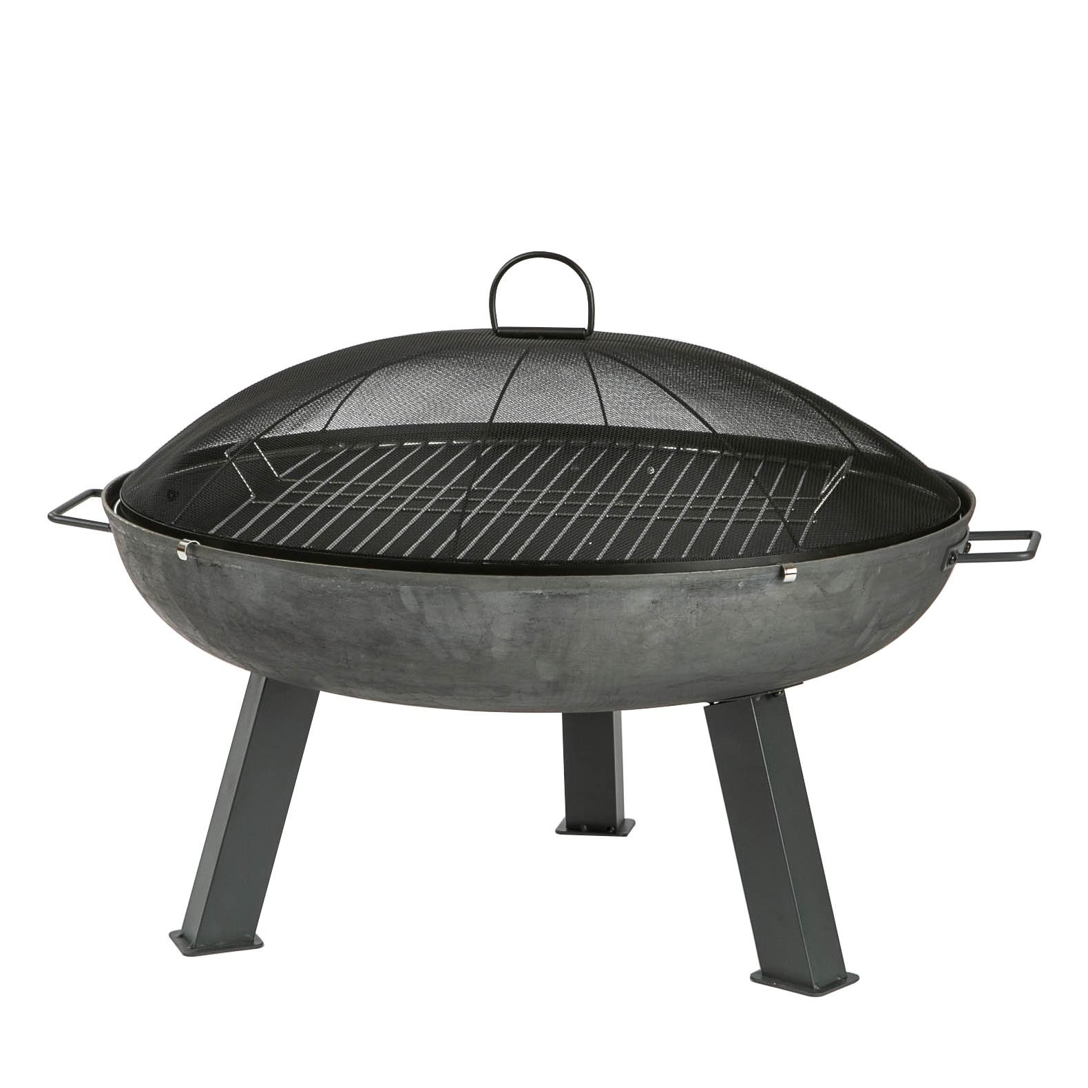 3pc Round Firepit, Grill and Dome set Large Cast Iron Firepit