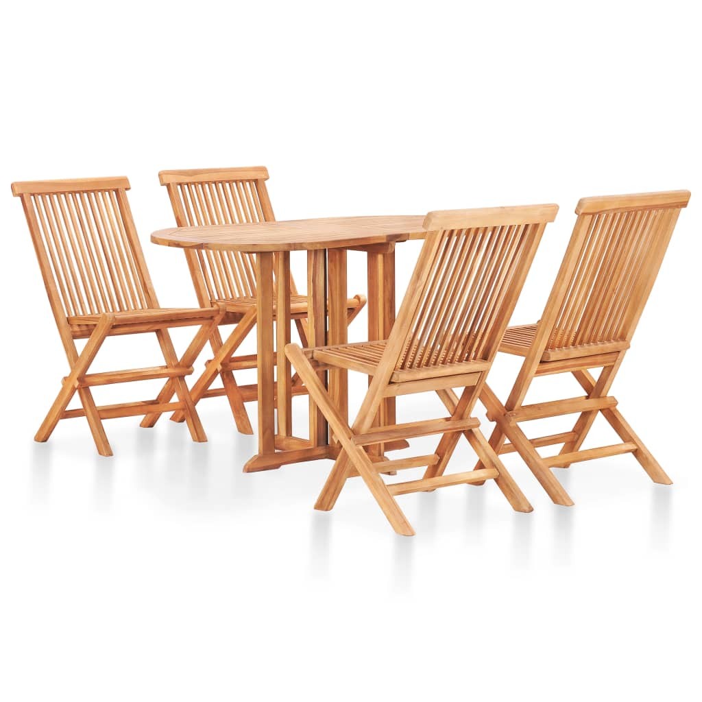 5 Piece Solid Teak Wood Folding Outdoor Dining Set Table and Chair vidaXL