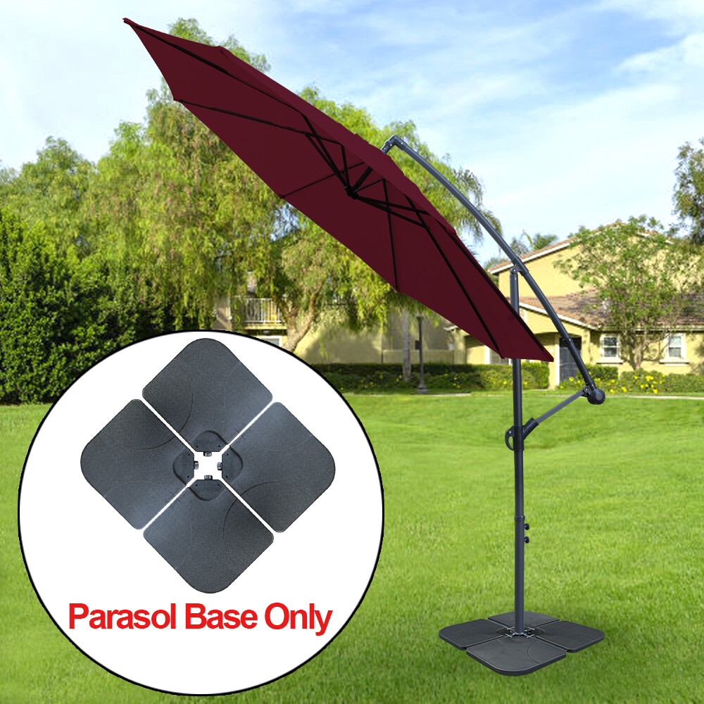 Cantilever Banana Parasol Base Umbrella Stand Square 4PC Weights Water Sand