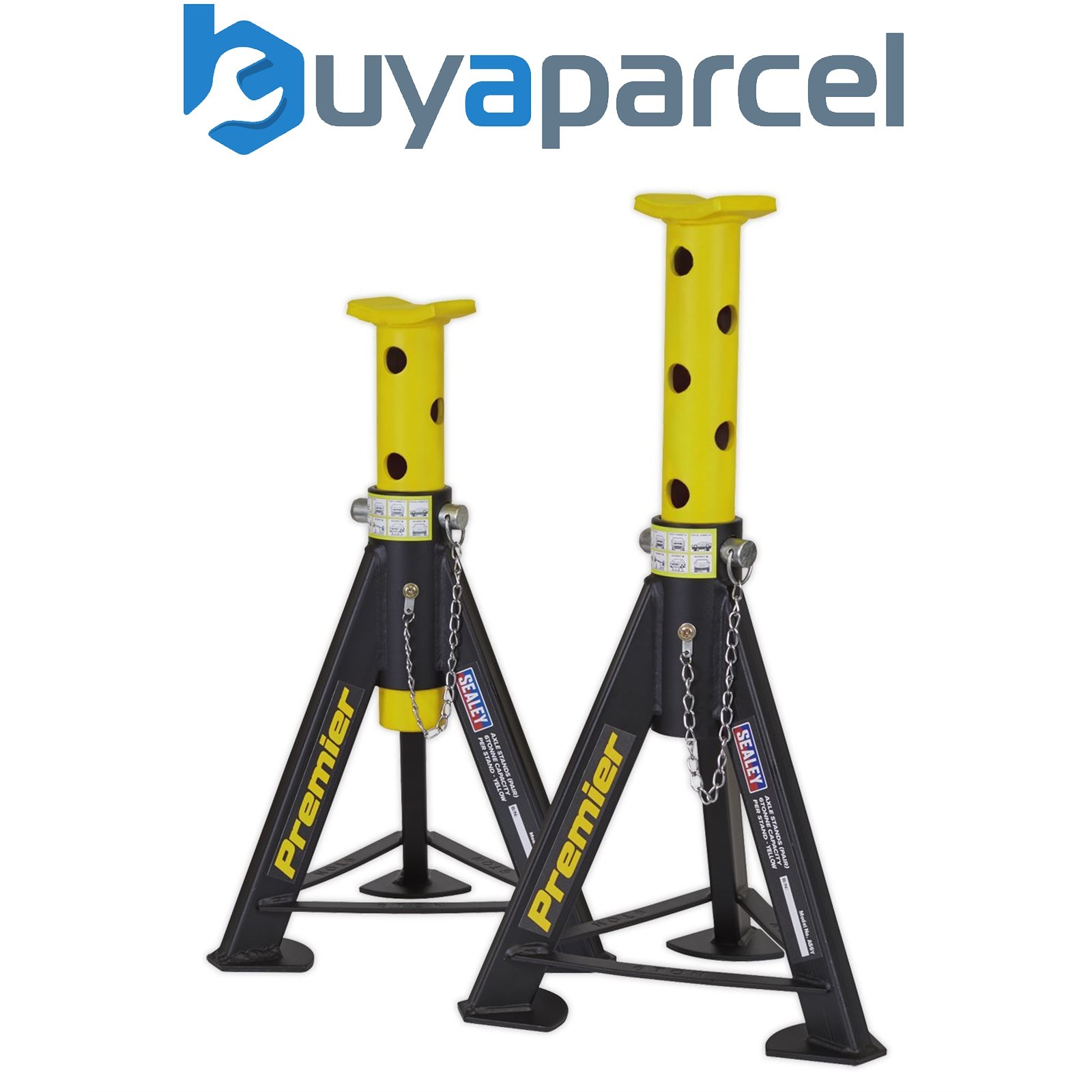Sealey AS6Y Premier Axle Stands (Pair) 6 Tonne Capacity per Stand - Yellow