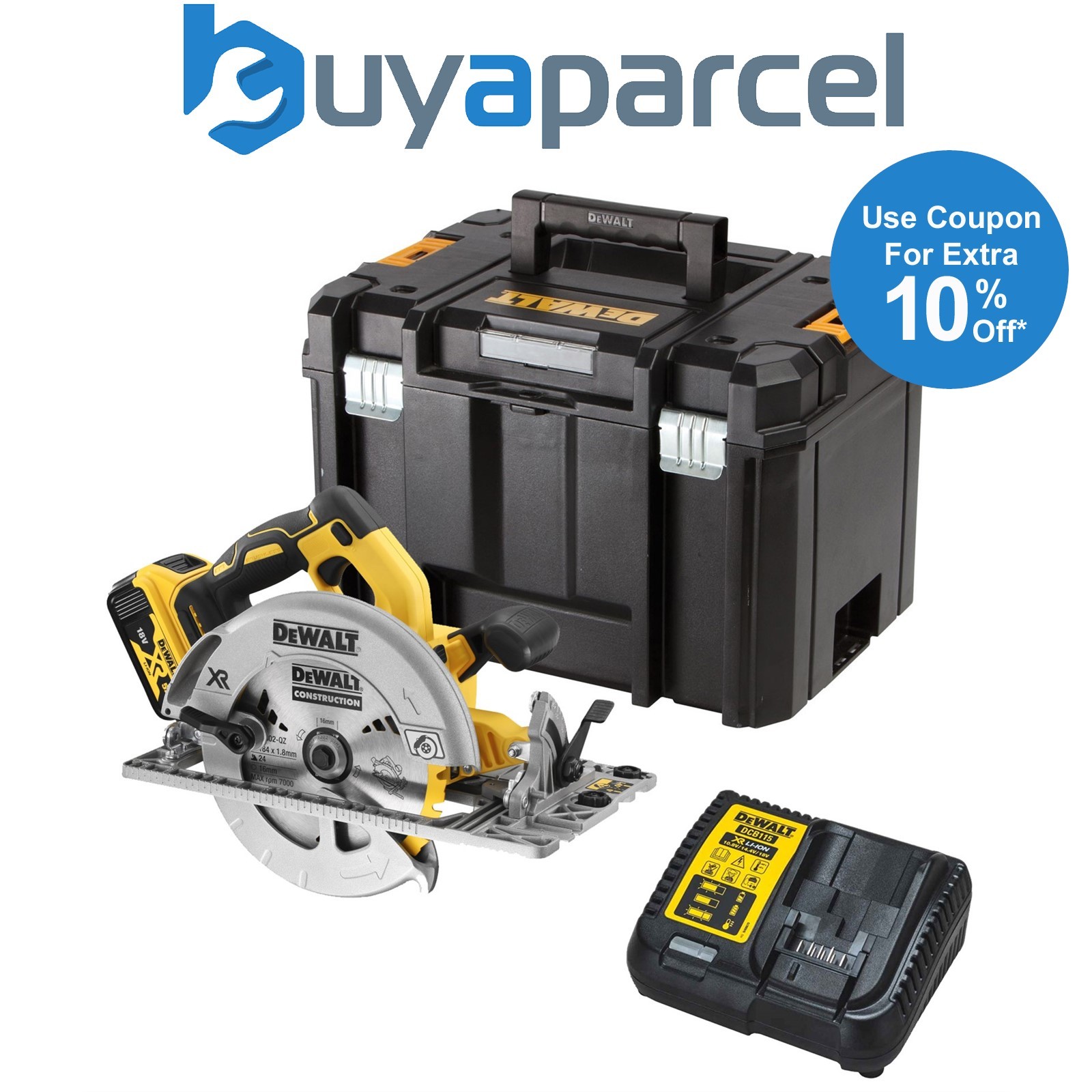 Dewalt DCS572P1 18v XR Brushless 184mm Circular Saw Guide Rail Base - 1 x5.0ah