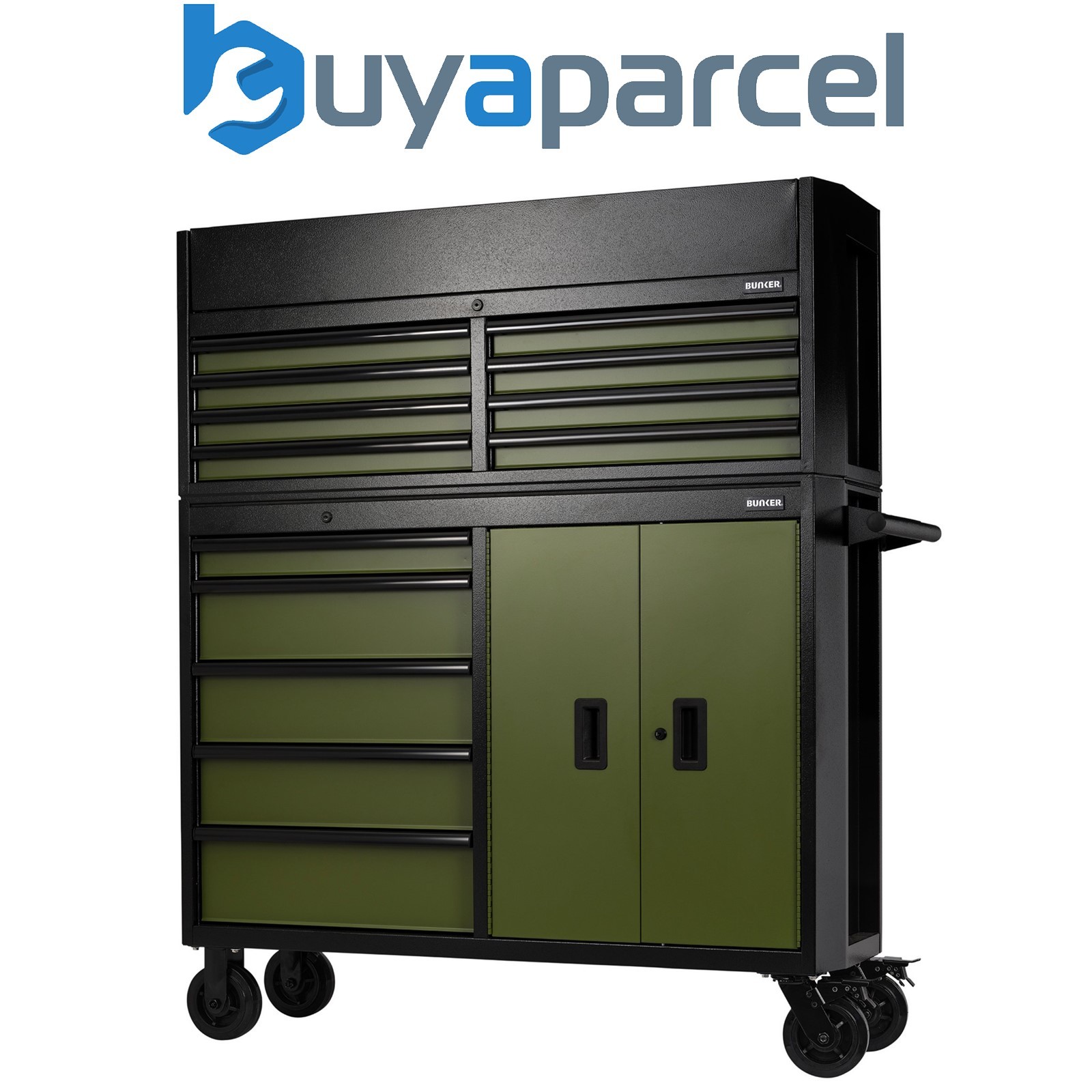 Draper 24255 BUNKER 13 Drawer Combined Roller Cabinet and Tool Chest, 52", Green