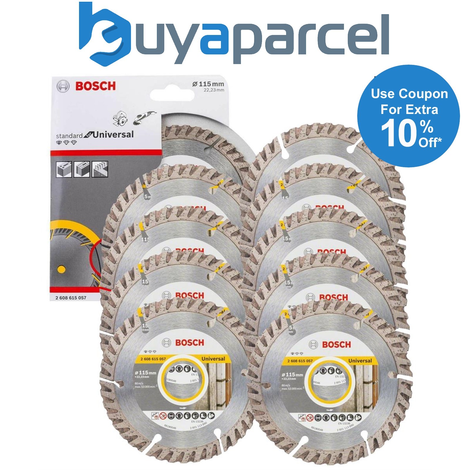 10 X Bosch Pro Universal Grinder Diamond Blade High Speed 4.5" 115mm x 22mm Bore