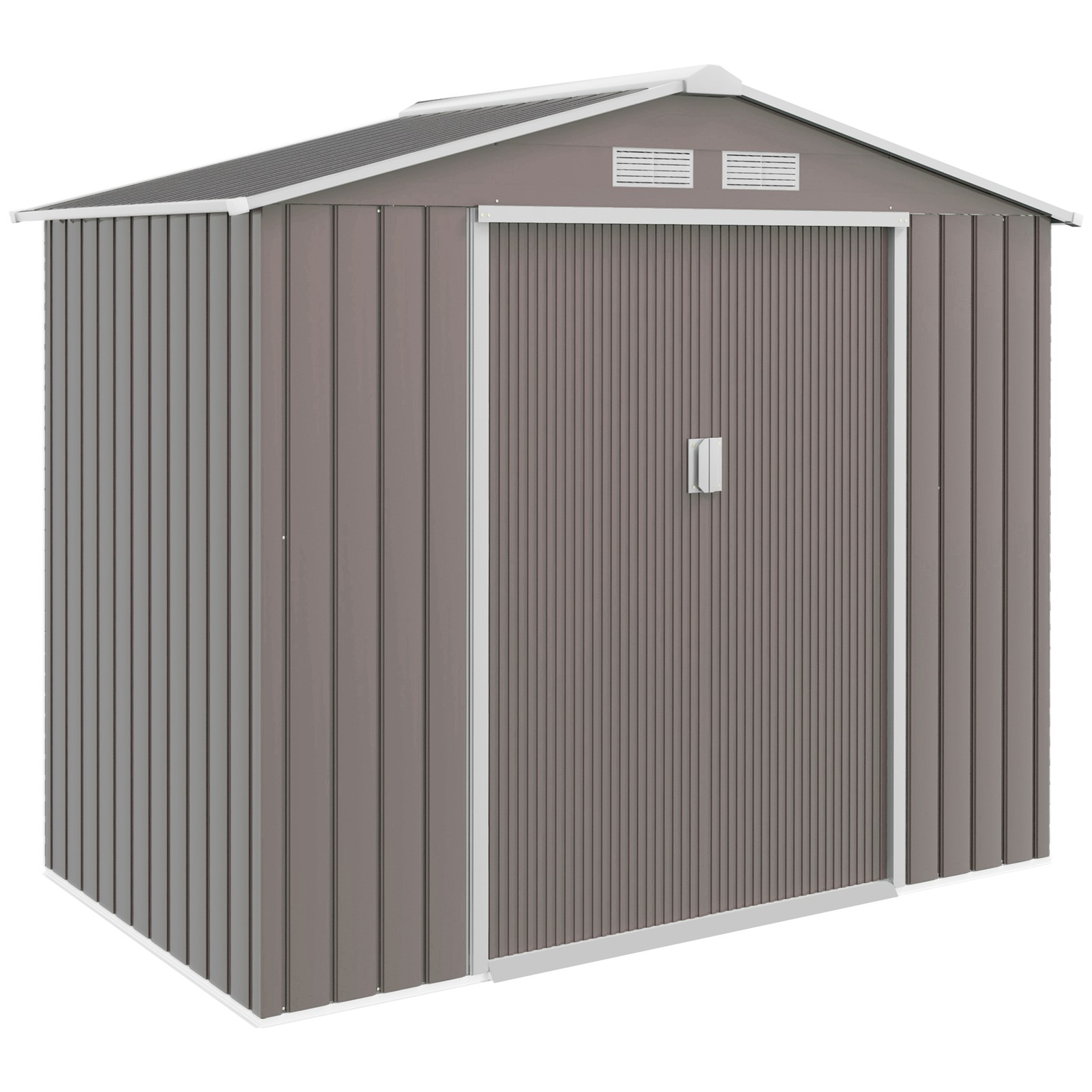 Outsunny 7 x 4ft Garden Shed Storage with Foundation Kit and Vents, Grey
