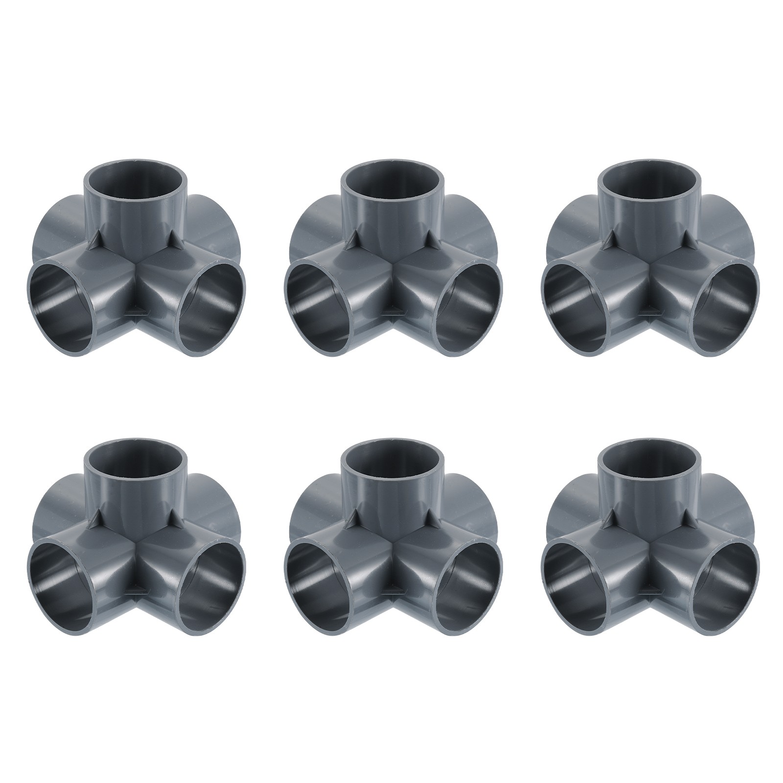 1-1/2" PVC Fittings, 6 Pcs 5 Way Elbow Connector Elbow PVC Corner Fitting, Grey