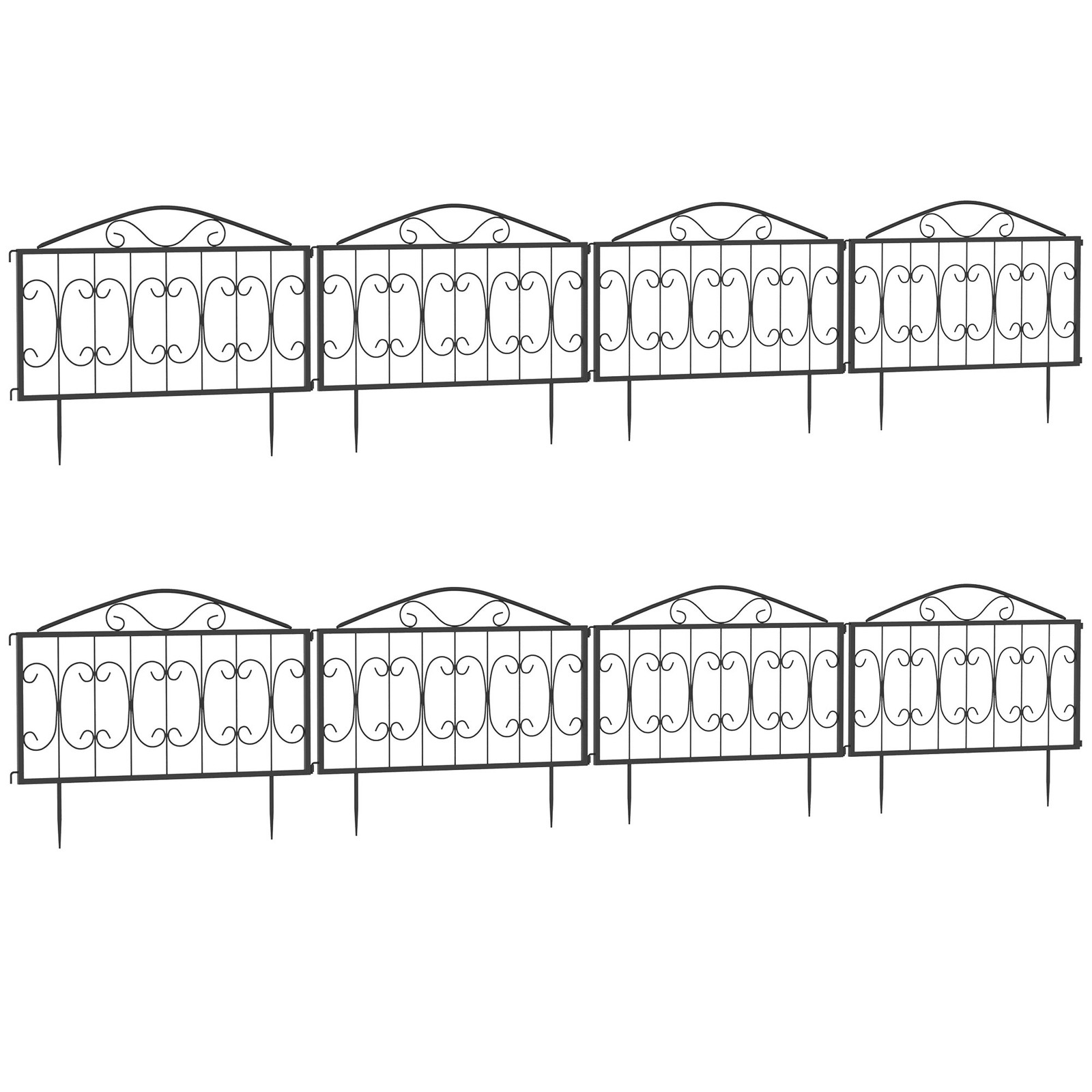 Outsunny Decorative Garden Fencing 8PCs Metal Border Edging