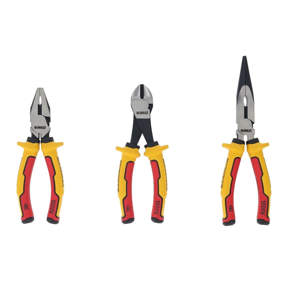 Dewalt 3 Piece VDE Long Nose, Combination & Side Wire Cutting Pliers, DHT082811