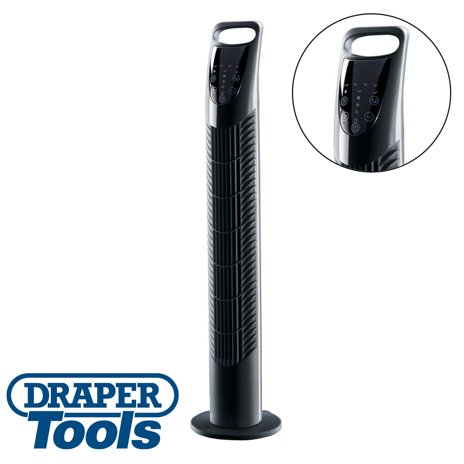 Draper 3 Speed Oscillating Tower Fan 790mm with Remote Control 230V 40W