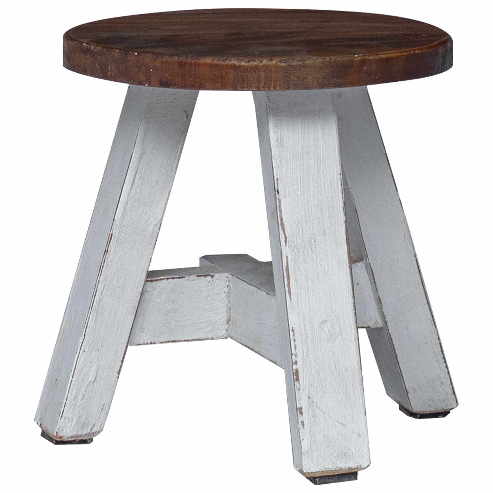 vidaXL Stool Beige 22 x 22 x 24 cm Mahogany Wood, Living Room, Rustic, Durable,