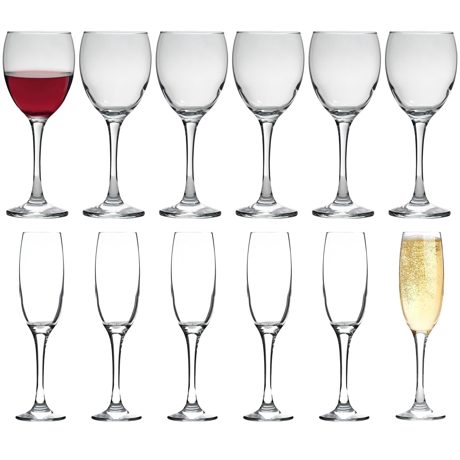 12pc LAV Venue Stemware Set Large Glass Red White Rose Long Stem Party Gift Set