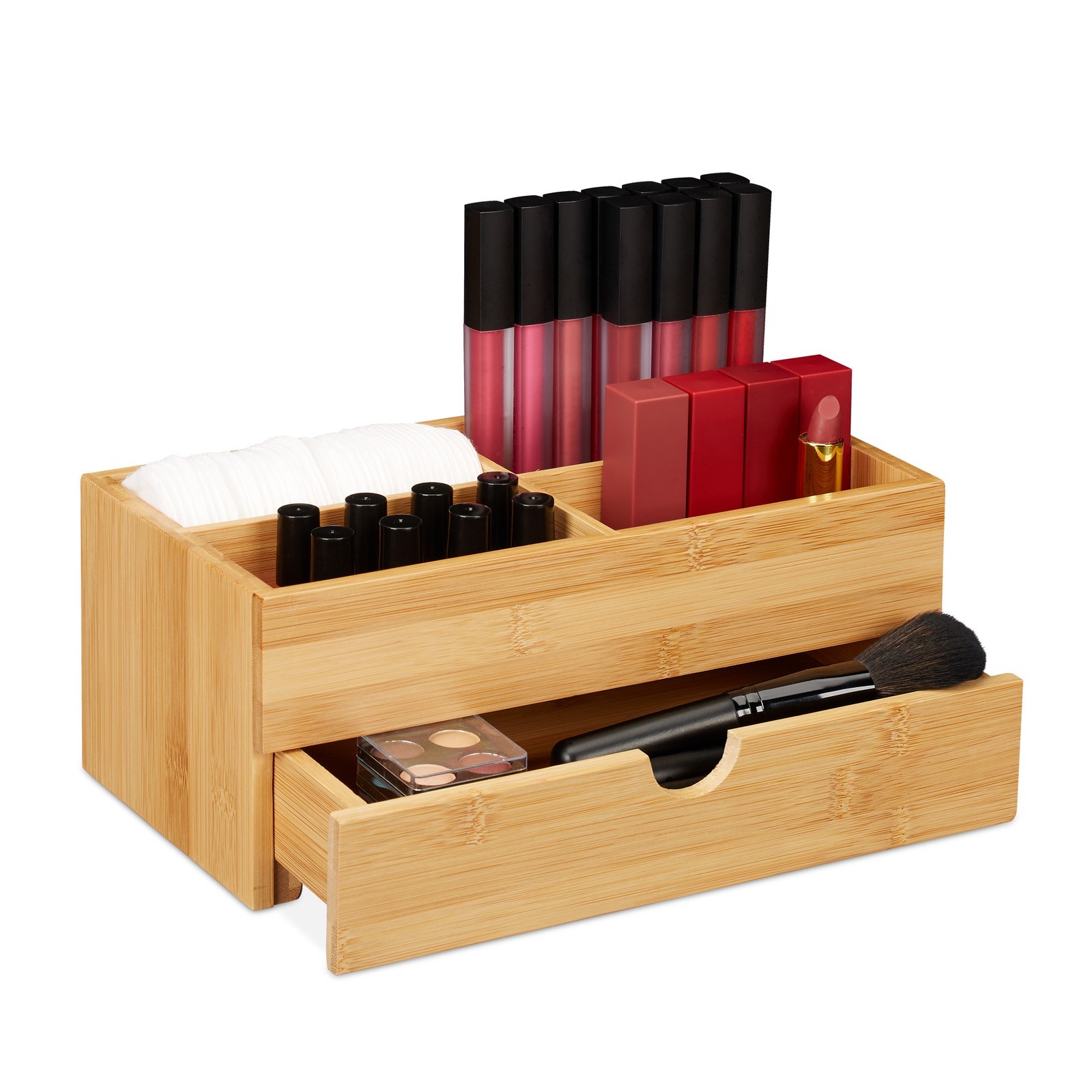 Cosmetics organiser Bamboo Makeup Organizer Cosmetic Storage Box 4 Compartments
