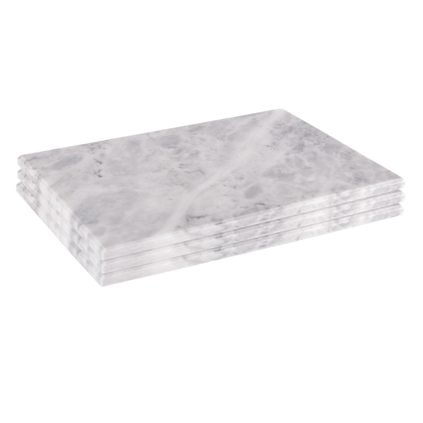 3x Rectangle Marble Serving Platters Rustic Dining Table Setting 30 x 20cm Grey