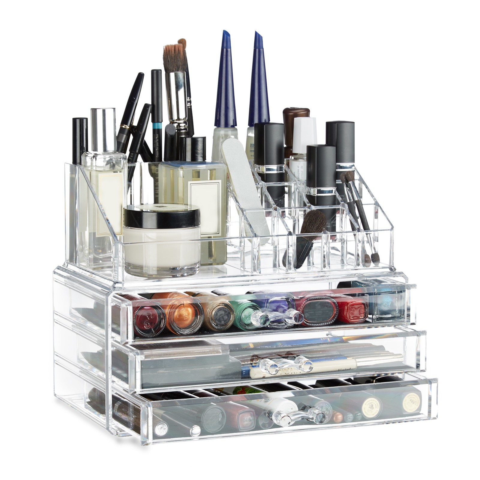Makeup organiser beauty caddy acrylic holder transparent set of 2 makeup storage