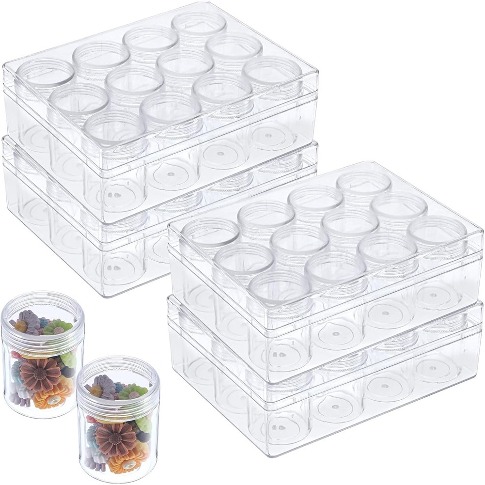 4 Pcs Bead Organizer Transparent Embroidery Bead Storage Containers with2037
