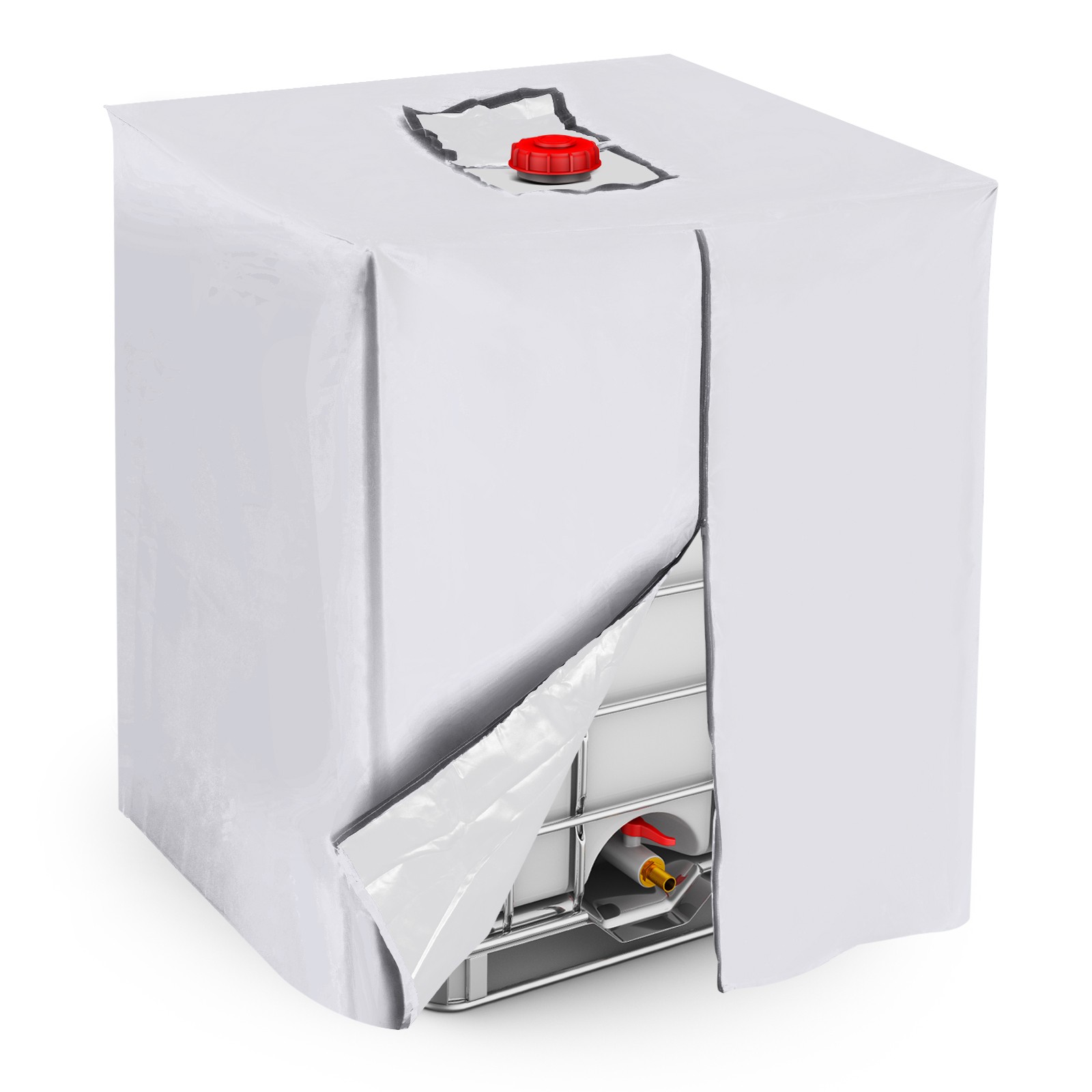 275 Gallon Zipper IBC Tote Cover 420D Oxford 1000L Water Tank Protective Silver