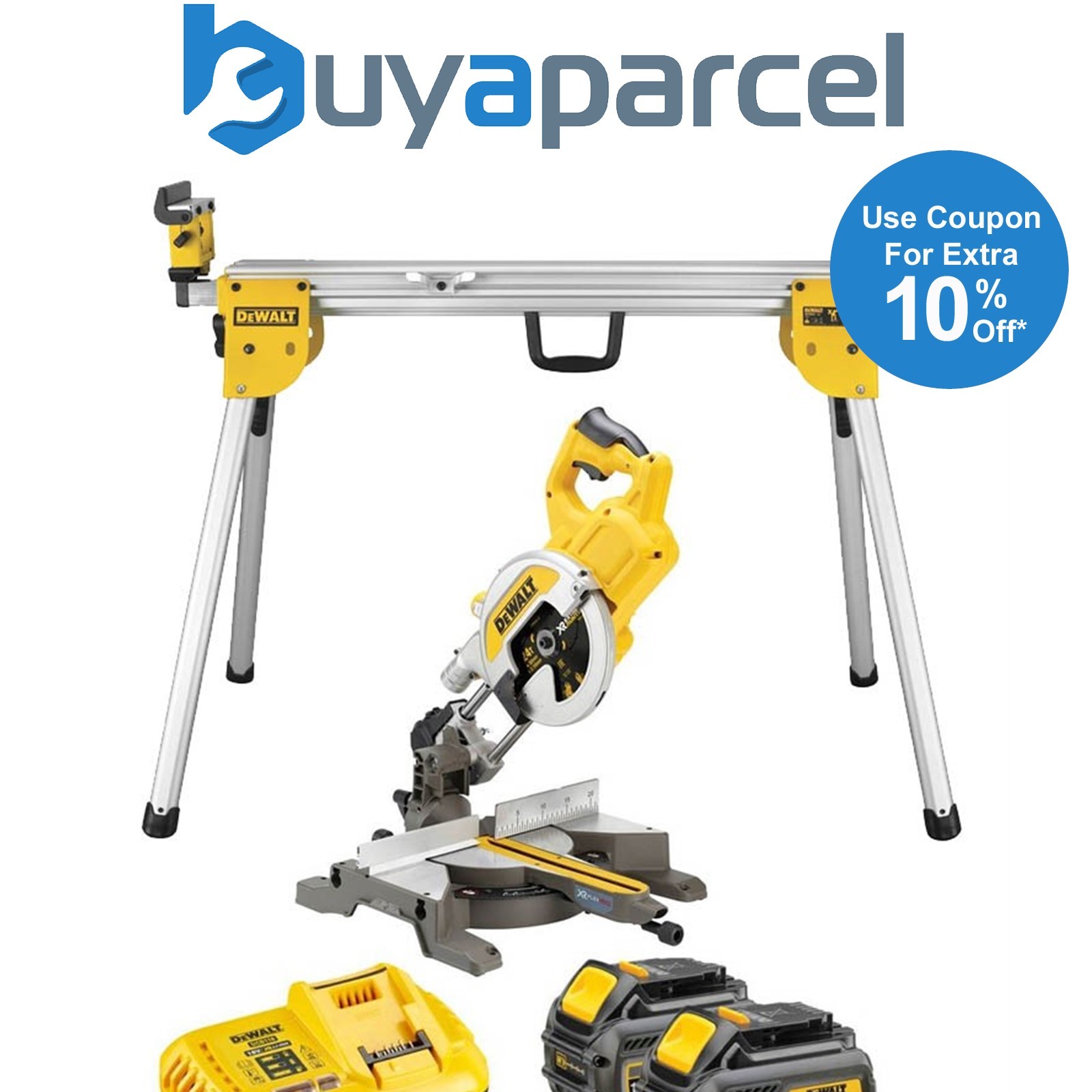 Dewalt DCS777T2 XR 54v Flexvolt Cordless 216mm Mitre Saw 2 x 6.0ah Batts + Legs