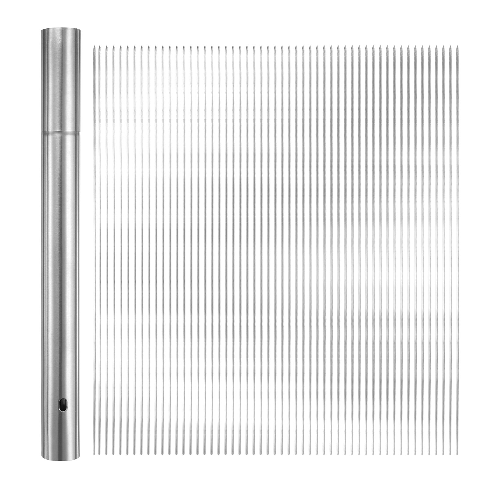 100pcs Kebob Skewers 30cm x 2.8cm Stainless Steel Round Sticks with Tube Storage