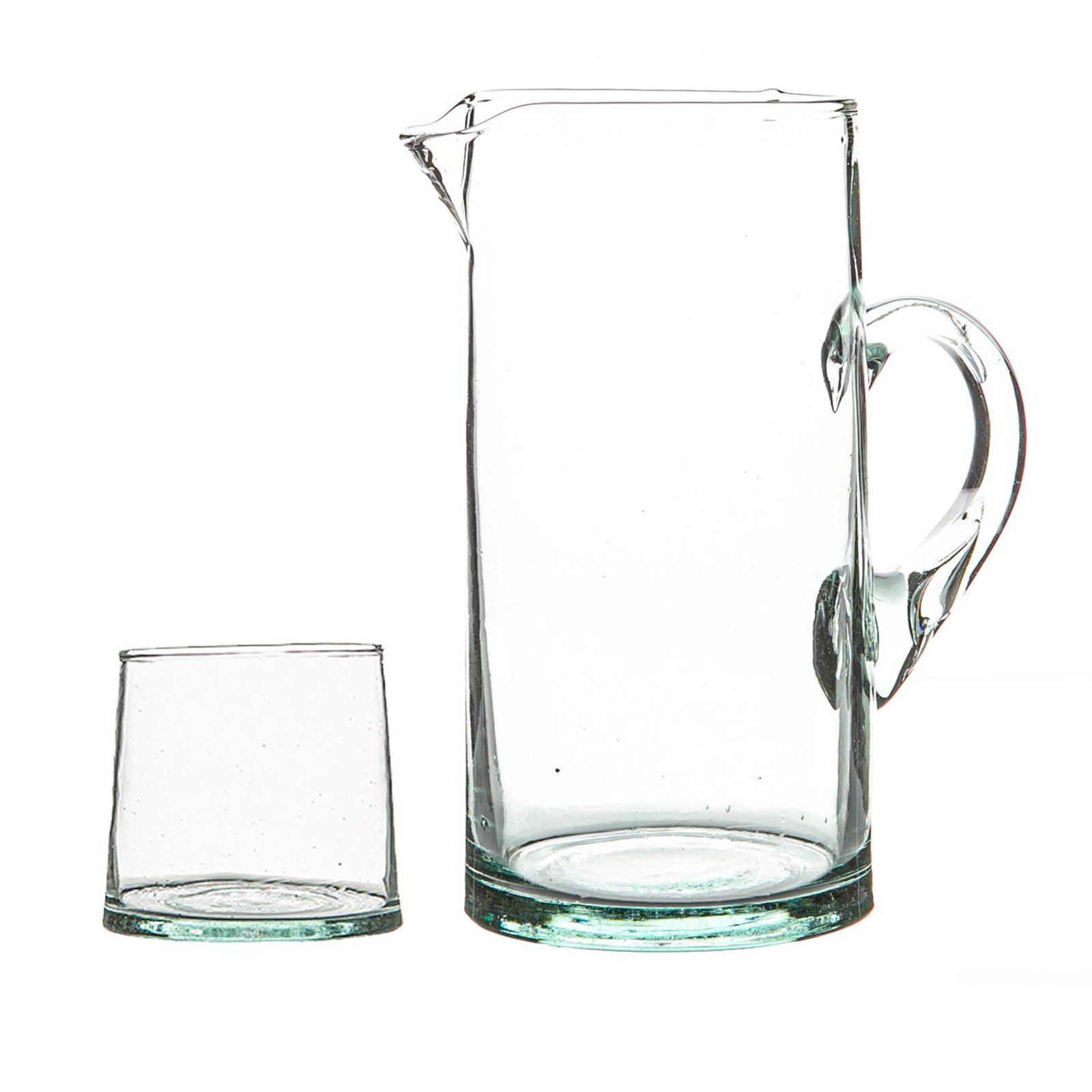 Merzouga Recycled Glass Tumblers with Jug Water Juice Glasses Pitcher Clear