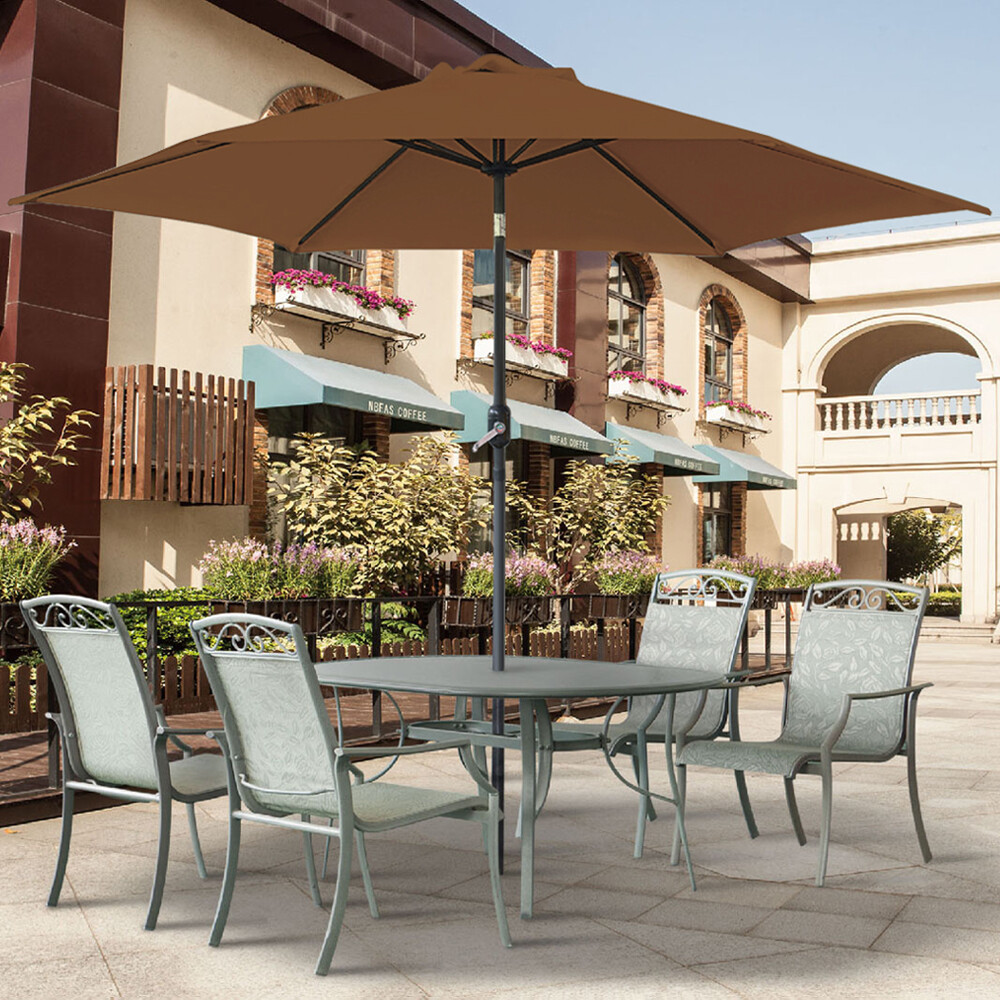Garden Parasol Umbrella Patio Outdoor Sun Shade Aluminium Crank Tilt 2.5M Round