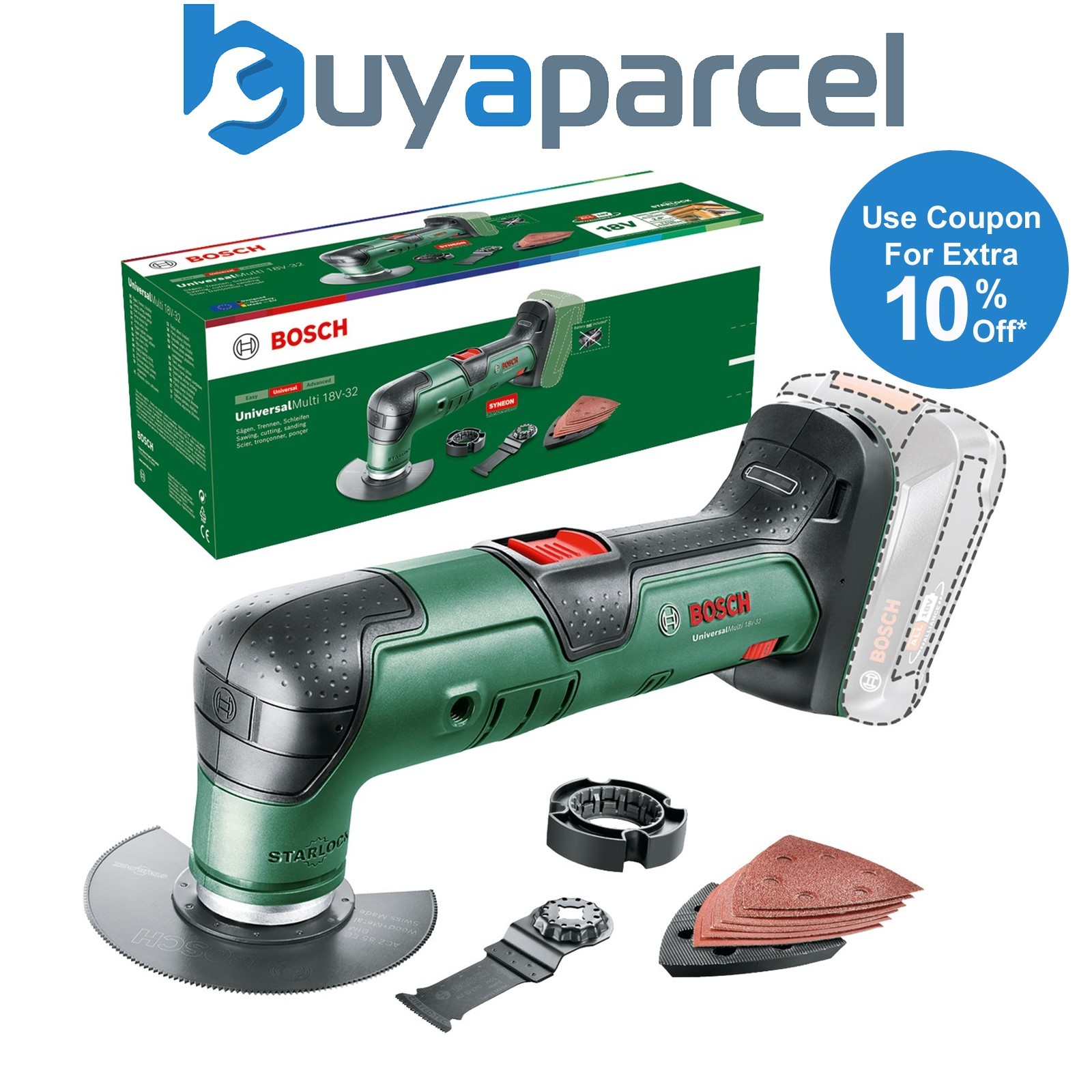 Bosch Cordless Multifunction Multi Tool UniversalMulti 18V-32 0603105000 + ACC