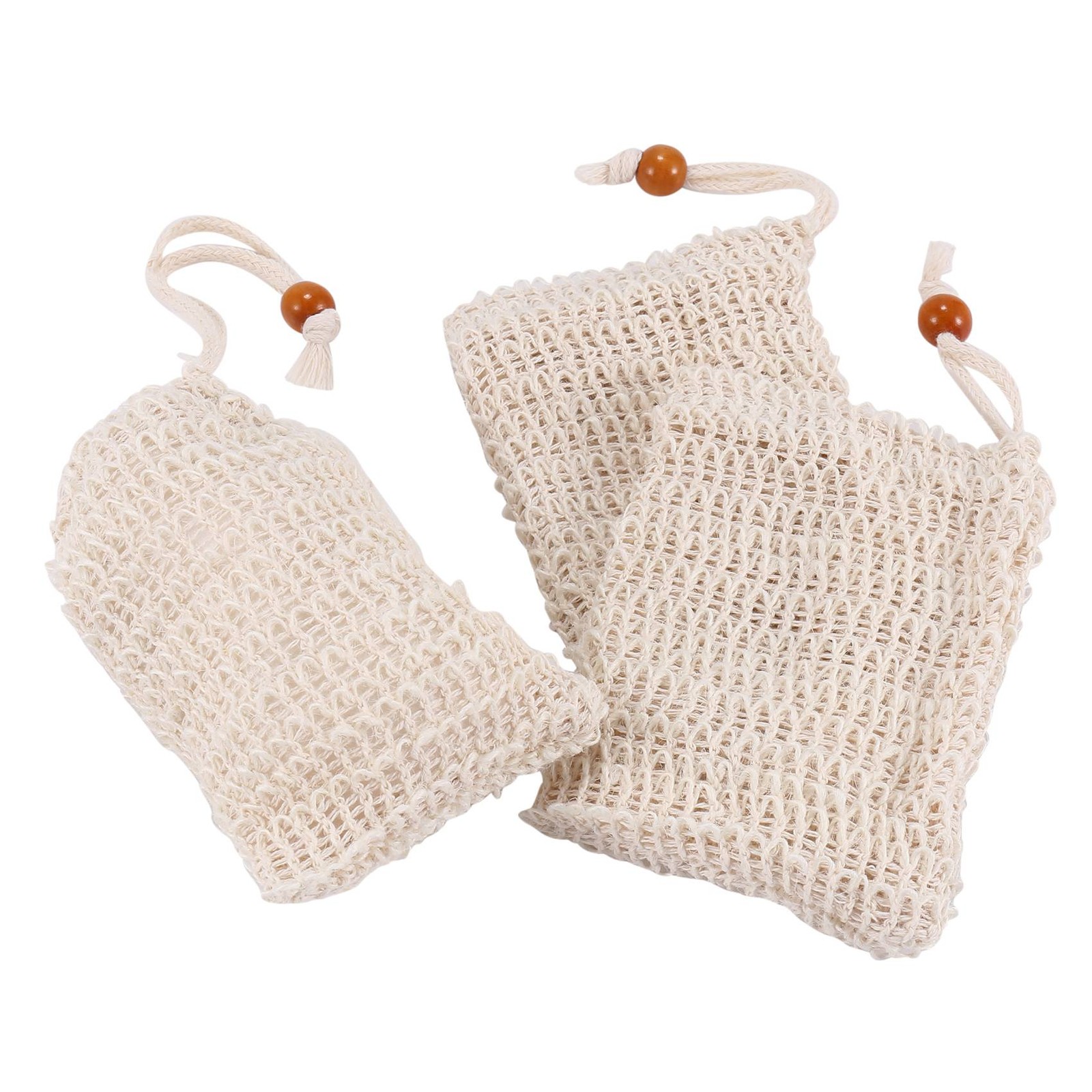 2X(Shower Bath Sisal Soap Bag Natural Sisal Soap Bag Exfoliating Soap Saver5371