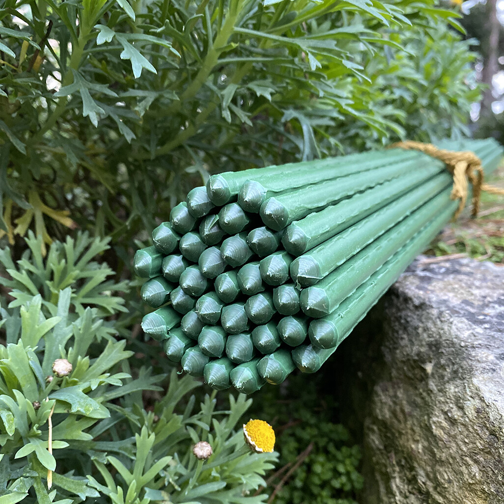 Plant Support Stakes Sticks Set of 40 Plastic Coated Metal Garden (120cm)