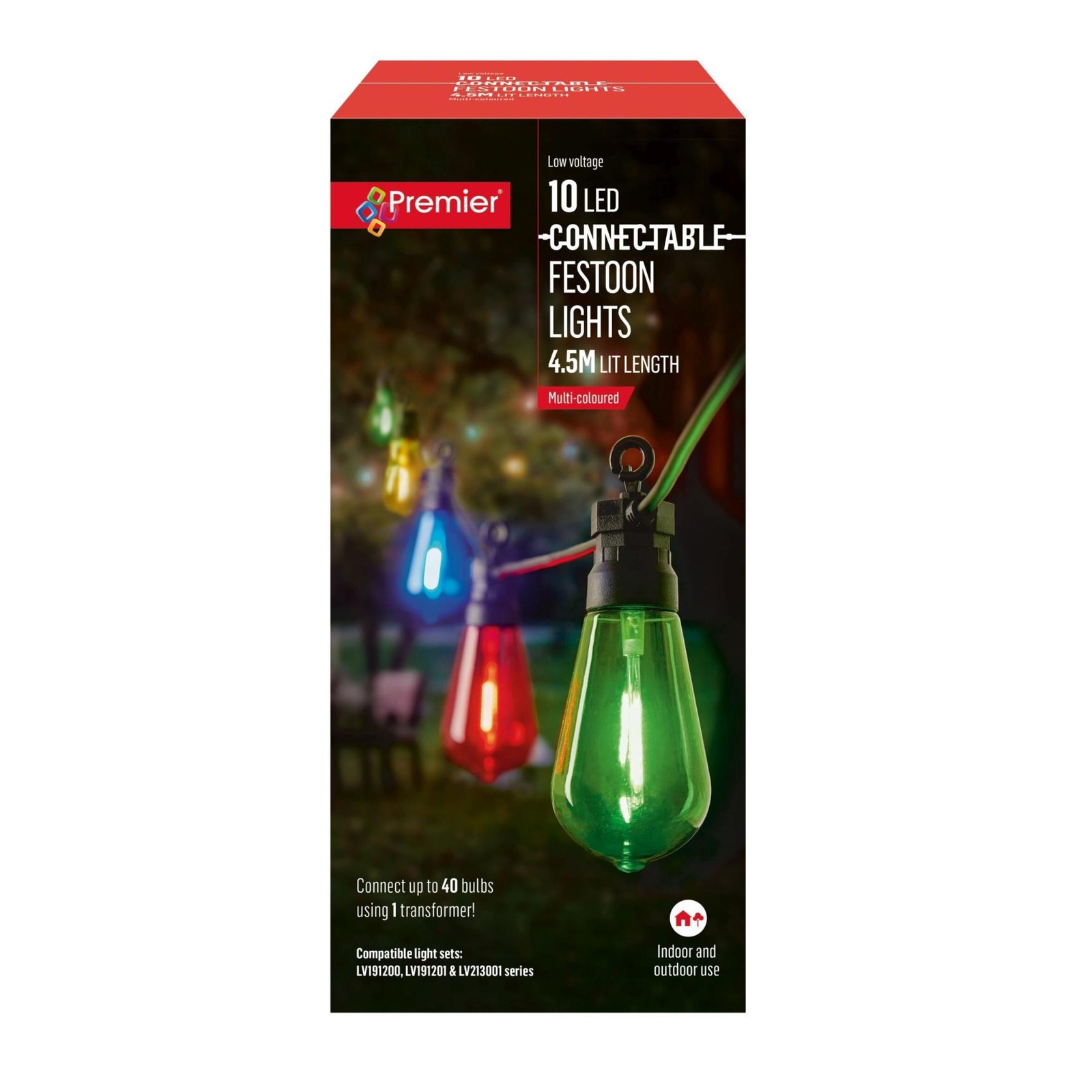 Festoon Christmas Fairy Light Modern Lightbulb 10 Connectable Multi-colour LEDs