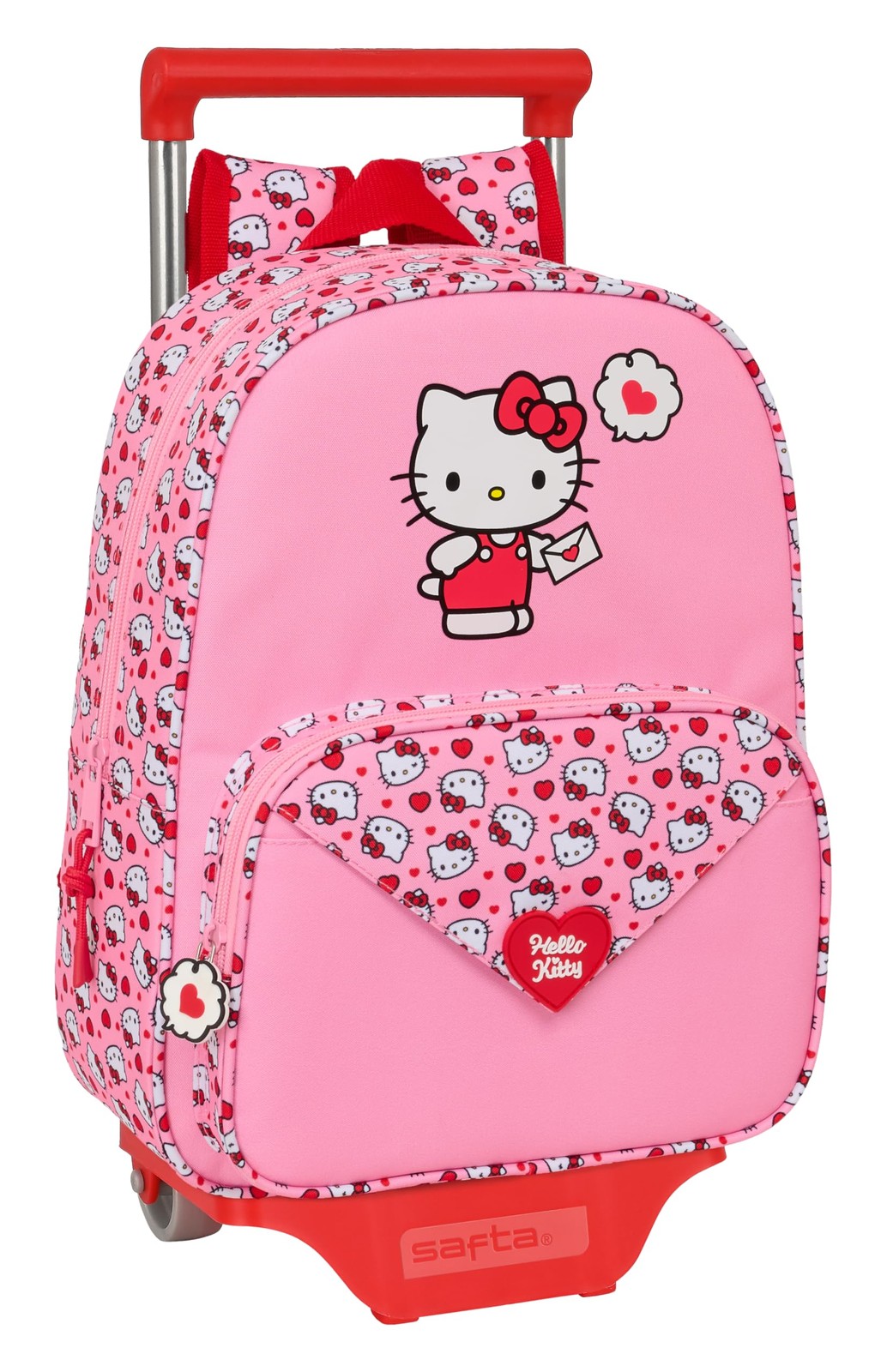 HELLO KITTY – Children's Backpack with Trolley Safta 705, Ideal for Children of