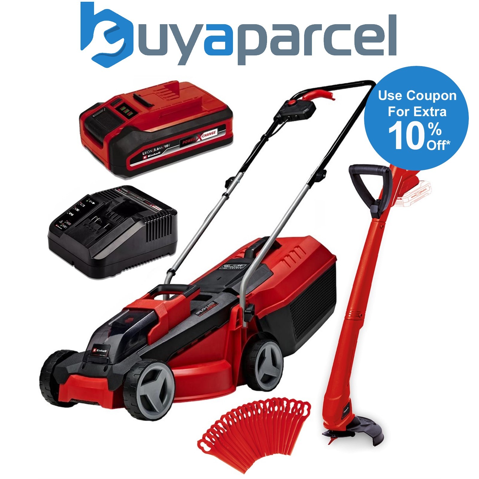 Einhell GE-CM 18/30 18v Cordless Lawnmower 30cm Lawn Mower PXC + Grass Trimmer