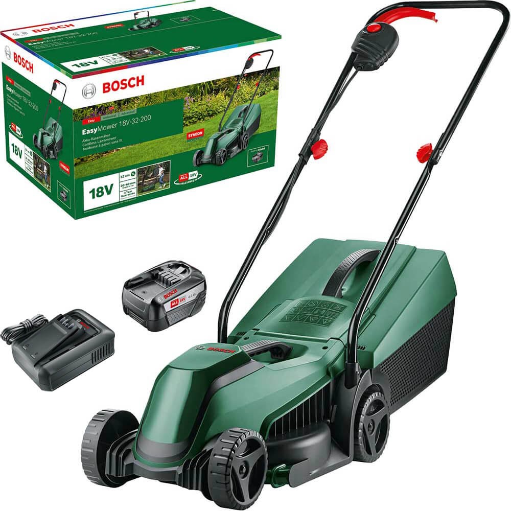 Bosch EASYMOWER 18V-32 P4A 18v Cordless Rotary Lawnmower 320mm 1 x 6ah Li-ion